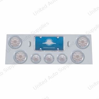 SS Rear Center Panel With 4X 10 LED 4" Light & 3X 13 LED 2.5" Beehive Light+Bezel-Red LED/Clear Lens