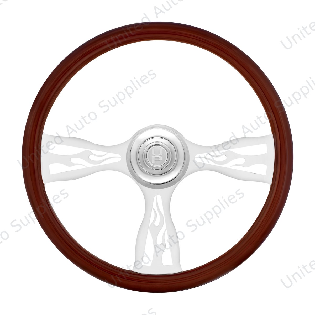18" Chrome Flame Steering Wheel With Chrome Horn Bezel And Horn Button