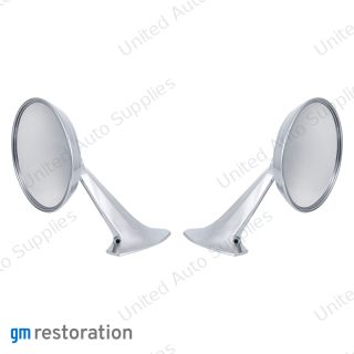 Exterior Mirror Bundle With Bow Tie Logo for 1965-1966 Chevy Passenger Car (Pair)
