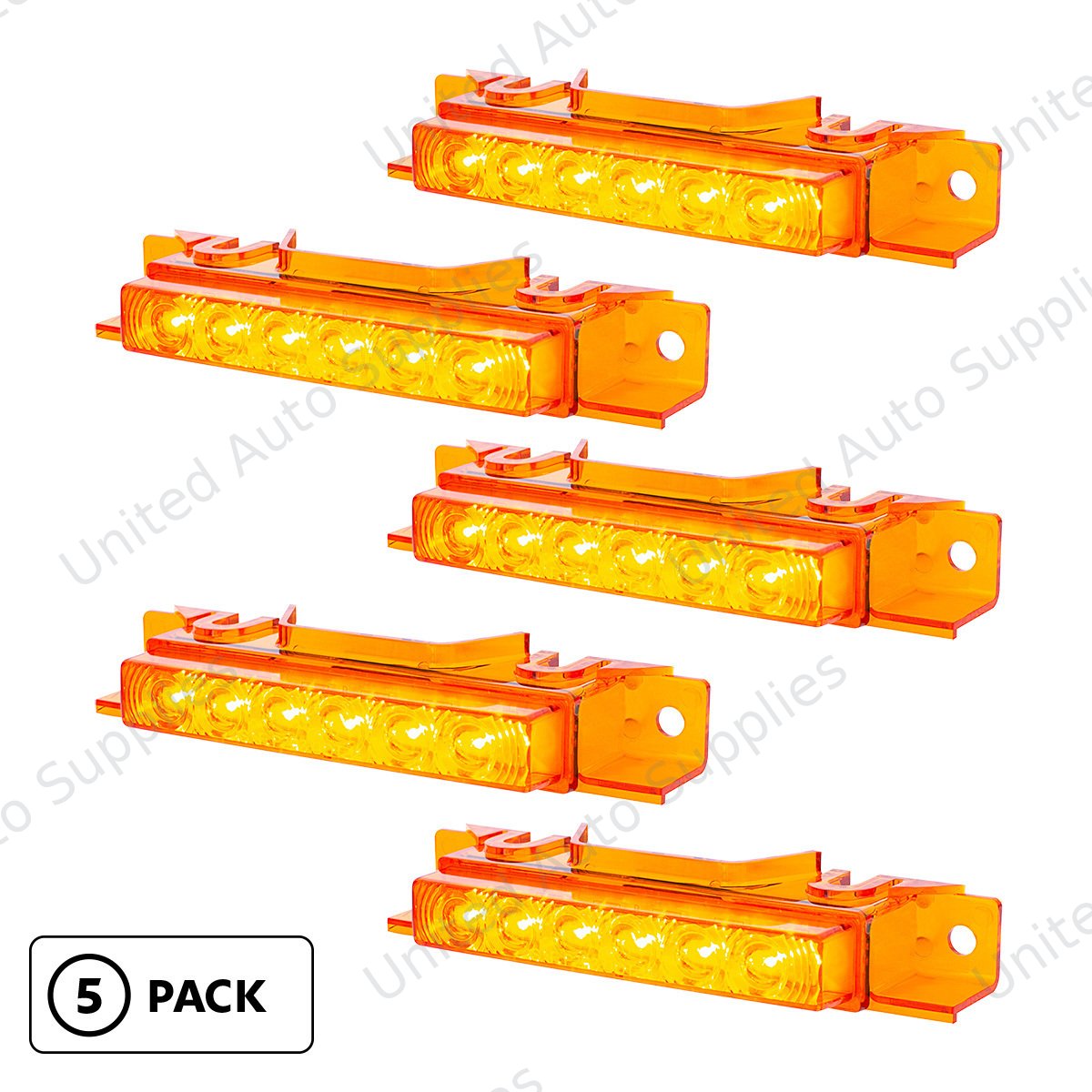 6 LED Competition Series Exterior Visor Light For 1996-2024 Volvo VNL-Amber LED/Amber Lens (5 Pcs)