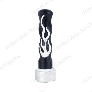 Thread-On Flame Gearshift Knob With Adapter For Eaton Fuller 9/10 Speed - Black With Chrome Flame