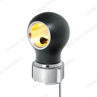 Thread-On Matte Black Charlotte Gearshift Knob With LED 9/10 Speed Adapter-Amber LED