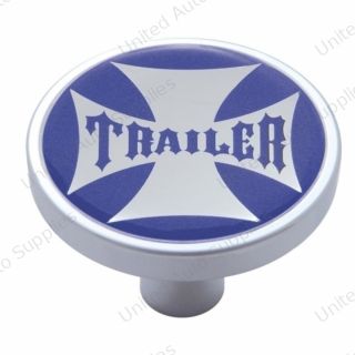 "Trailer" Short Air Valve Knob - Blue Maltese Cross Sticker
