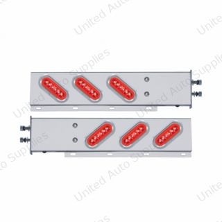 2.5" Bolt Pattern SS Spring Loaded Bar With 6X 22 Red LED 6" Oval GloLight & Visor -Red Lens (Pair)
