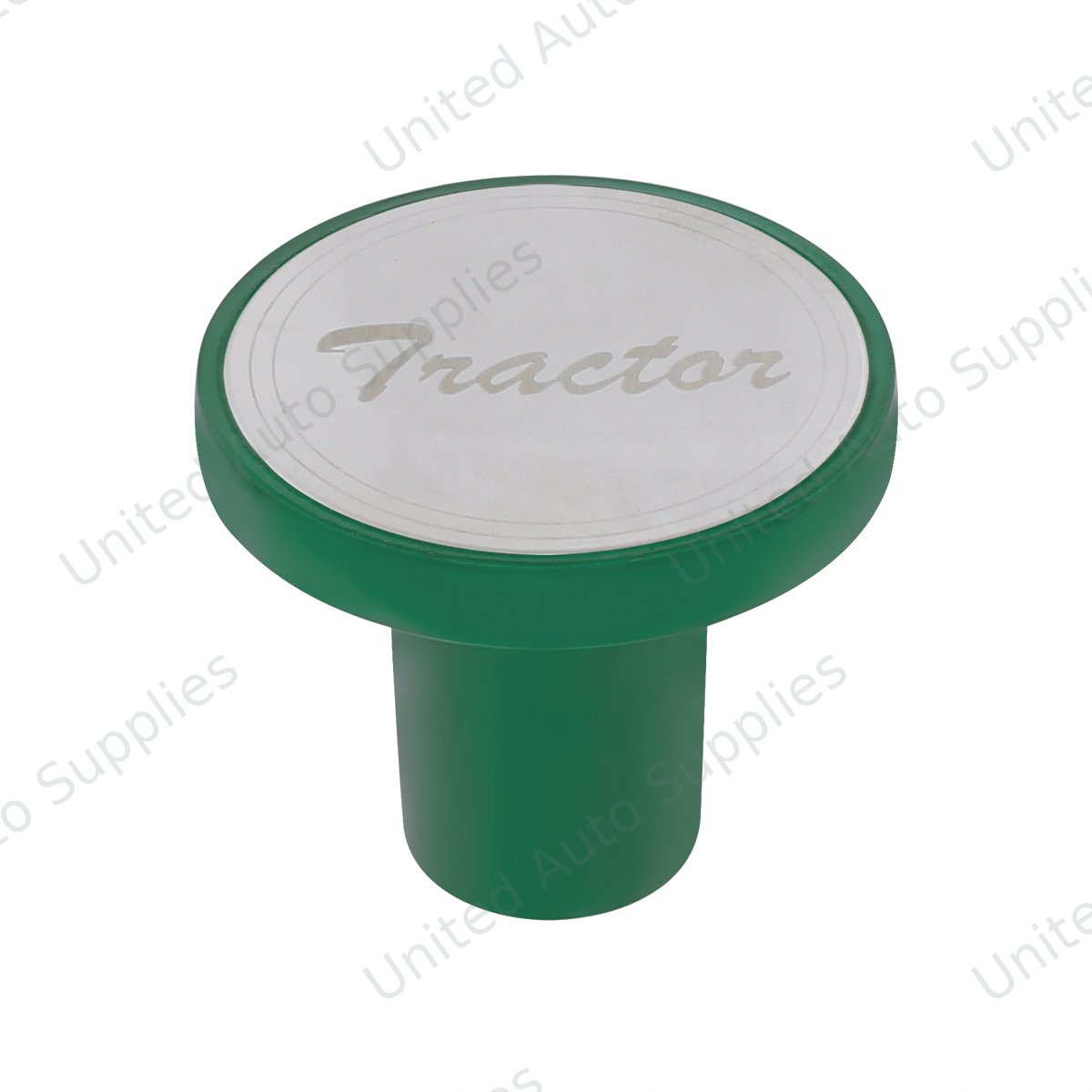 Aluminum Screw-On Air Valve Knob With Stainless Tractor Plaque - Emerald Green