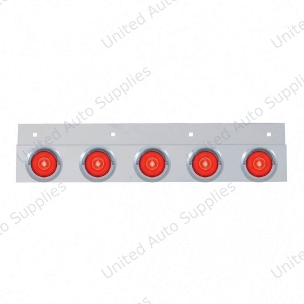Stainless Top Mud Flap Bracket With 5X 6 LED 2" GloLight & Visors - Red LED/Red Lens (Each)