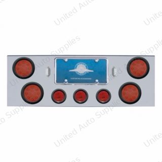 CR Rear Center Panel With 4X 12 LED 4" Reflector Lights & 3X 13 LED 2.5" Lights -Red LED & Lens