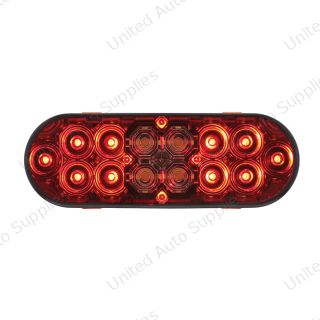 6" Oval Combo Light With 14 LED Stop, Turn & Tail & 16 LED Back-Up -Red LED/Red Lens