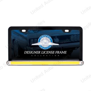 Black License Plate Frame With 24 LED 12" GloLight Bar - Amber LED/Clear Lens