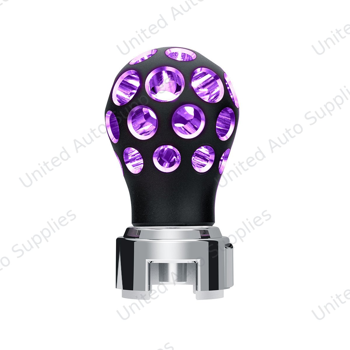 Thread-On Matte Black Phoenix Ball Gearshift Knob With LED 13/15/18 Speed Adapter-Purple LED