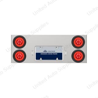 33-3/4" Stainless Rear Center Panel With Four 21 LED 4" GloLight & Grommets - Red LED/Red Lens