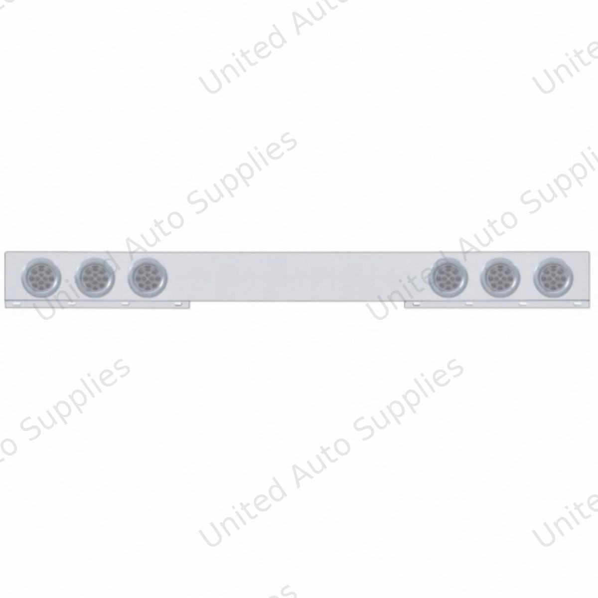 Chrome 1 Piece Rear Light Bar With Six 12 LED 4" Reflector Lights & Bezels - Red LED/Clear Lens