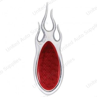 12V 1938-39 Ford Style LED Tail Light With Flame Chrome Flush Mount Bezel