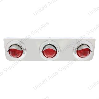 Stainless Steel Bracket With 3 Red Beehive Clearance Lights & Visor Bezels
