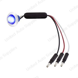 3 LED Dual Function 3/4" Mini Light (Clearance/Marker) With Crystal Lens-Blue LED/Blue Lens