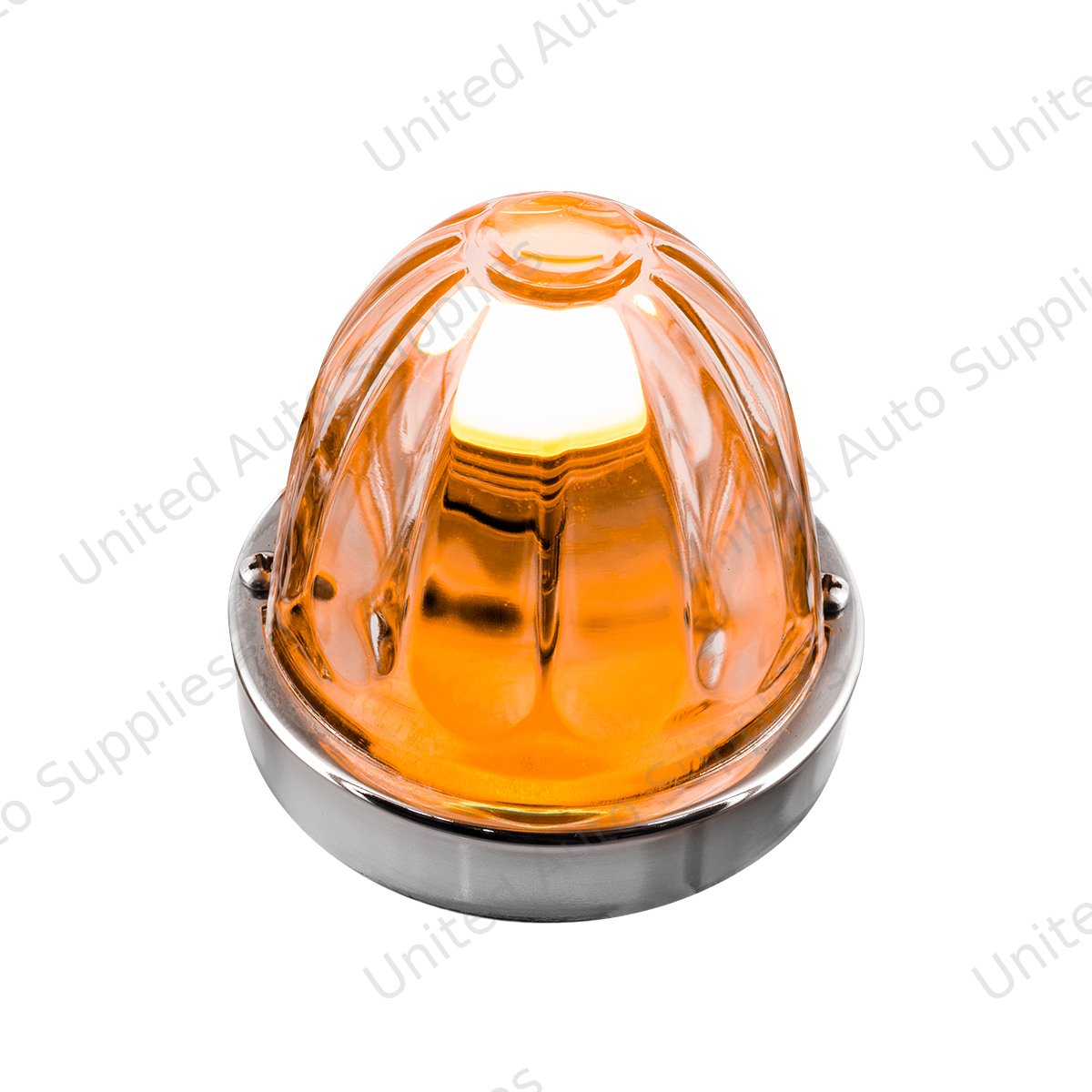Dual Function Glass Watermelon Flush Mount Kit With LED Bulb - Amber LED/Clear Lens