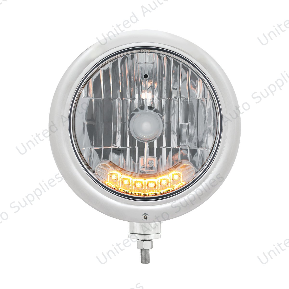 Stainless Steel Classic Headlight H4 Bulb With 6 Amber LED