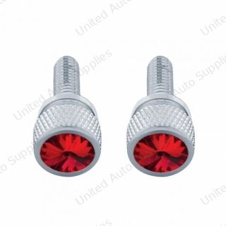 3/4" Short M6 Dash Screw With Crystal For Kenworth - Red Crystal (2-Pack)
