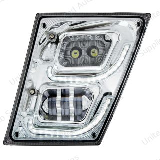 Chrome High Power LED Fog Light With LED DRL & Position Light for 2003-2017 Volvo VN/VNL - Driver