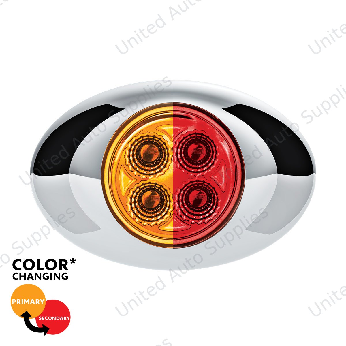 4 LED Double Fury Light (Clearance/Marker)-Amber & Red/Clear Lens