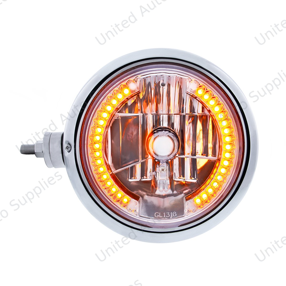 SS Guide 682-C Style Headlight Assembly W/Crystal Lens & 34 LEDs Position Light - L/H (Horizontal Mount)