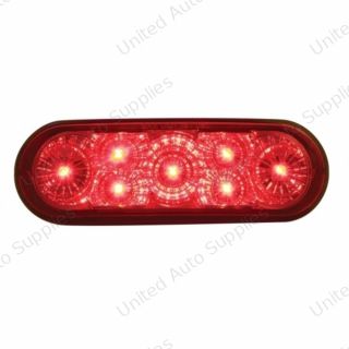 7 LED 6" Oval Reflector Stop, Turn & Tail Light - Red LED/Red Lens