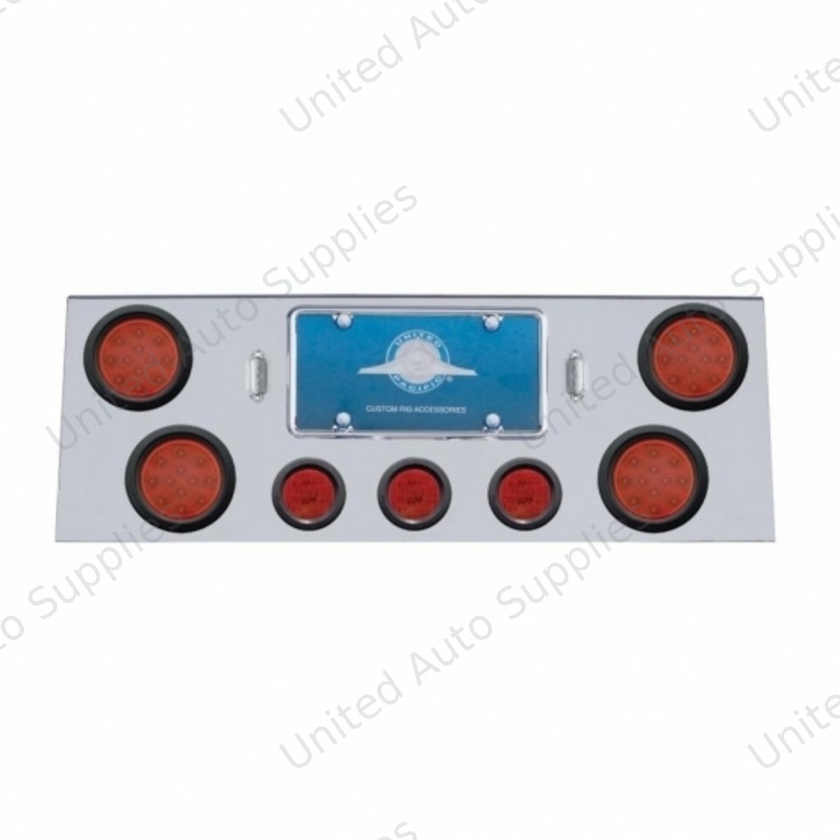 SS Rear Center Panel With 4X 12 LED 4" Reflector Lights & 3X 13 LED 2.5" Lights -Red LED & Lens