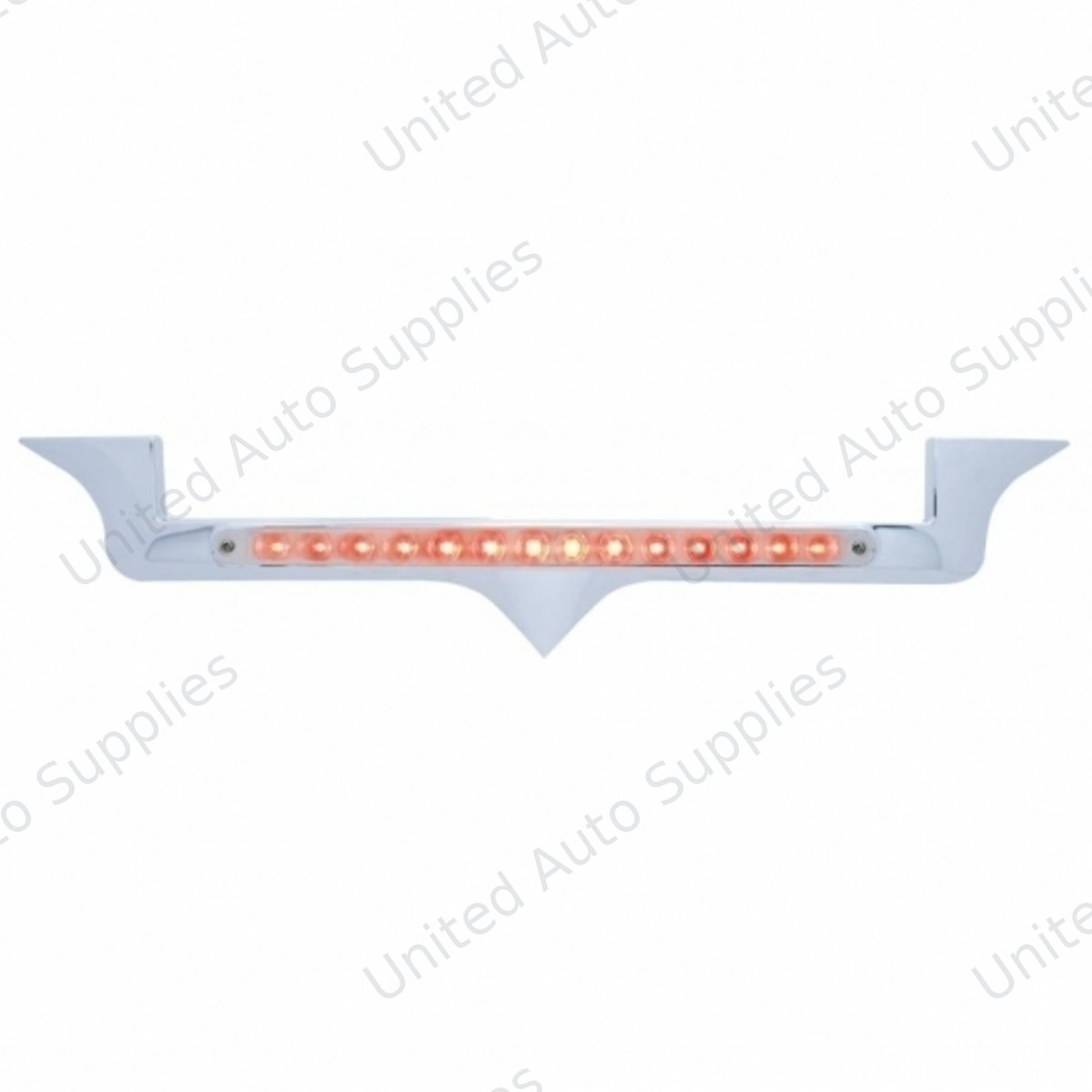 Chrome Hood Emblem Trim With 14 LED Light Bar For Kenworth - Red LED/Chrome Lens
