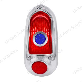 Tail Light Assembly With Stainless Steel Housing & Blue Dot For 1949-50 Chevy Passenger Car - R/H