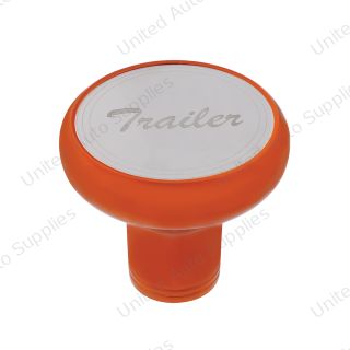Deluxe Aluminum Screw-On Air Valve Knob With Stainless Trailer Plaque - Cadmium Orange