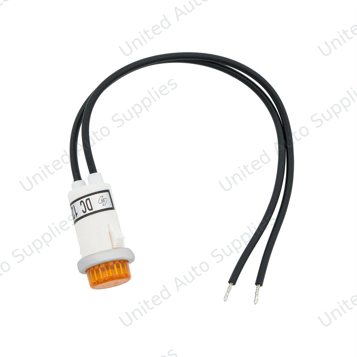 16 Amp 12V Amber Warning Light w/ 1/2" Panel Mount and Leads 1 Pc.