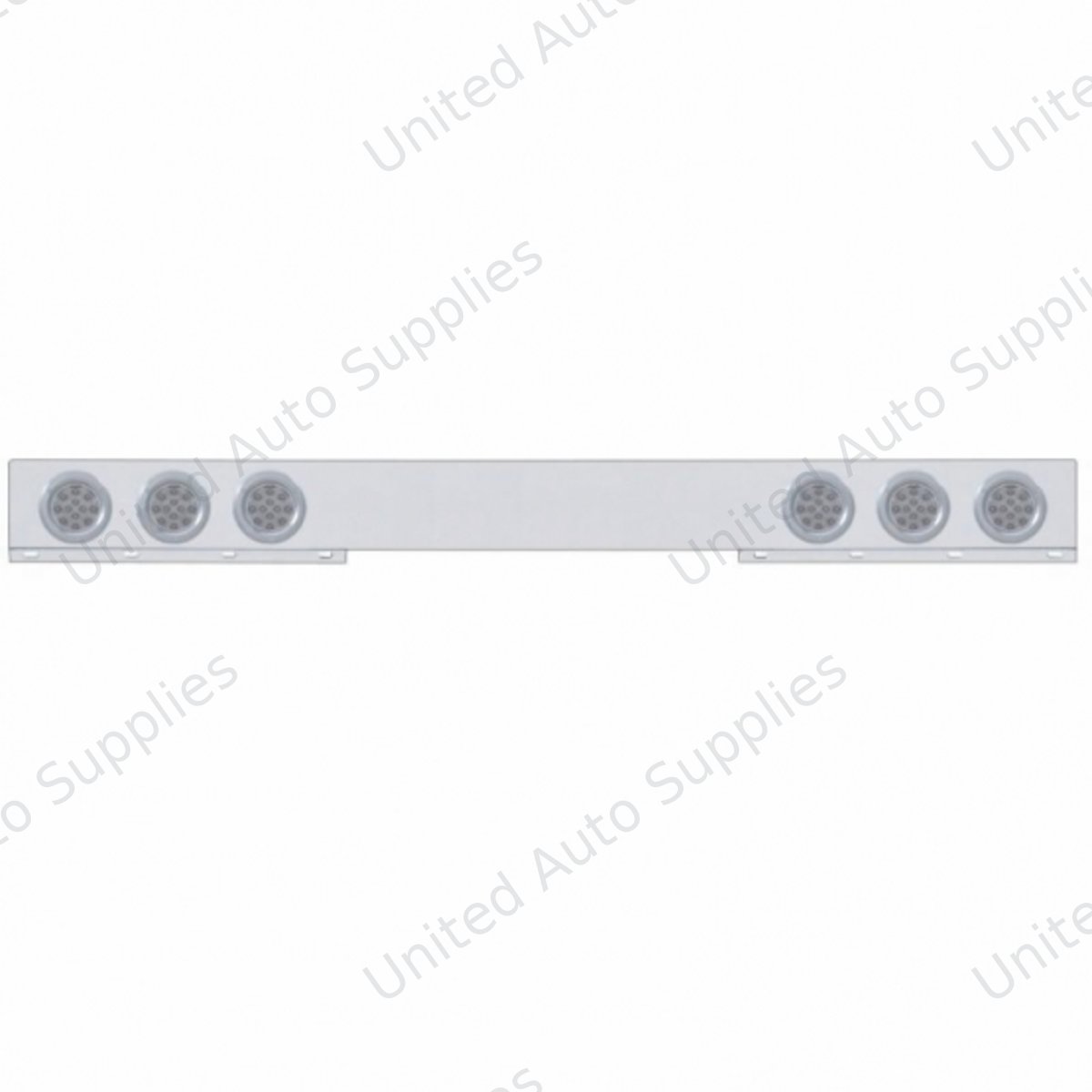 Stainless 1 Piece Rear Light Bar With Six 12 LED 4" Reflector Lights & Bezels - Red LED/Clear Lens