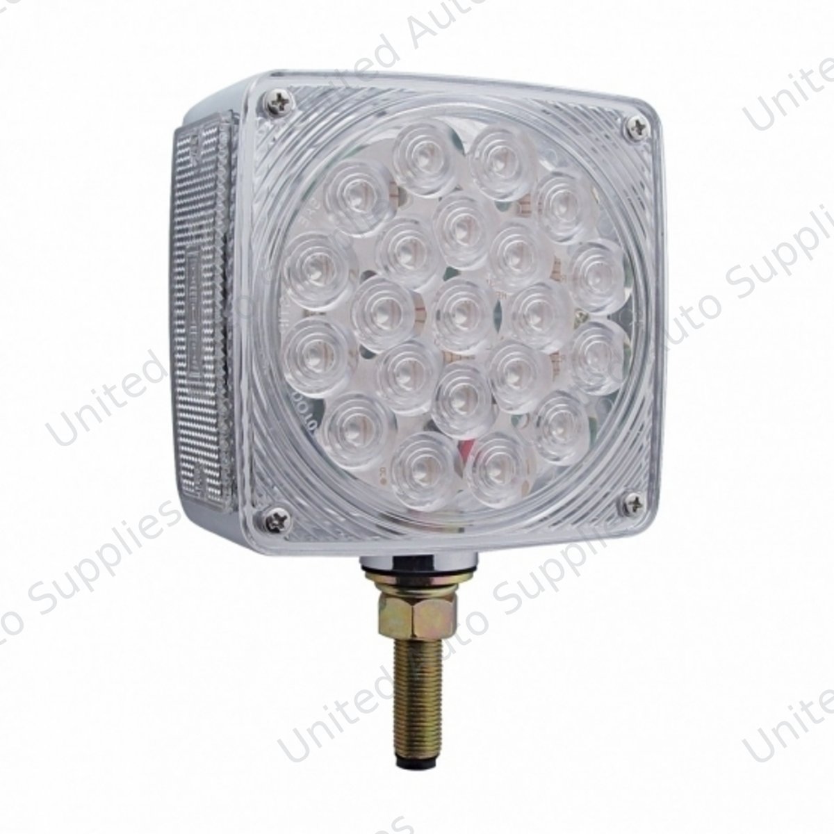 45 LED Single Stud Double Face Turn Signal Light (Passenger) - Amber & Red LED/Clear Lens