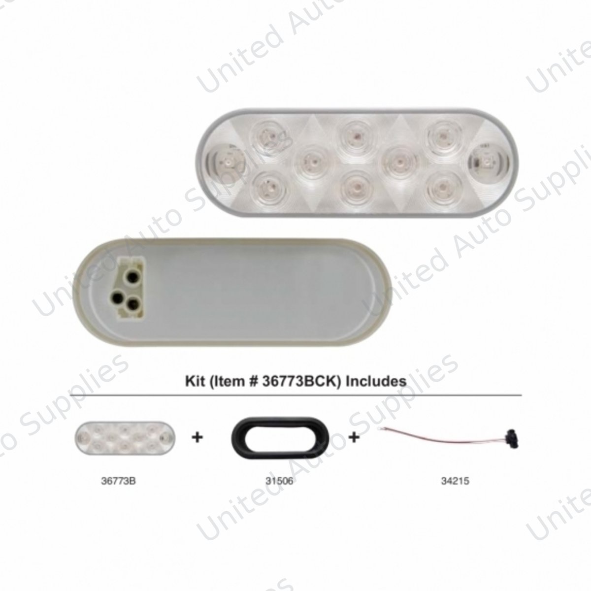 10 LED 6" Oval Utility Light Kit - White LED/Clear Lens