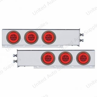2" Bolt Pattern SS Spring Loaded Bar With 6X 21 LED 4" GloLight -Red LED & Lens (Pair)