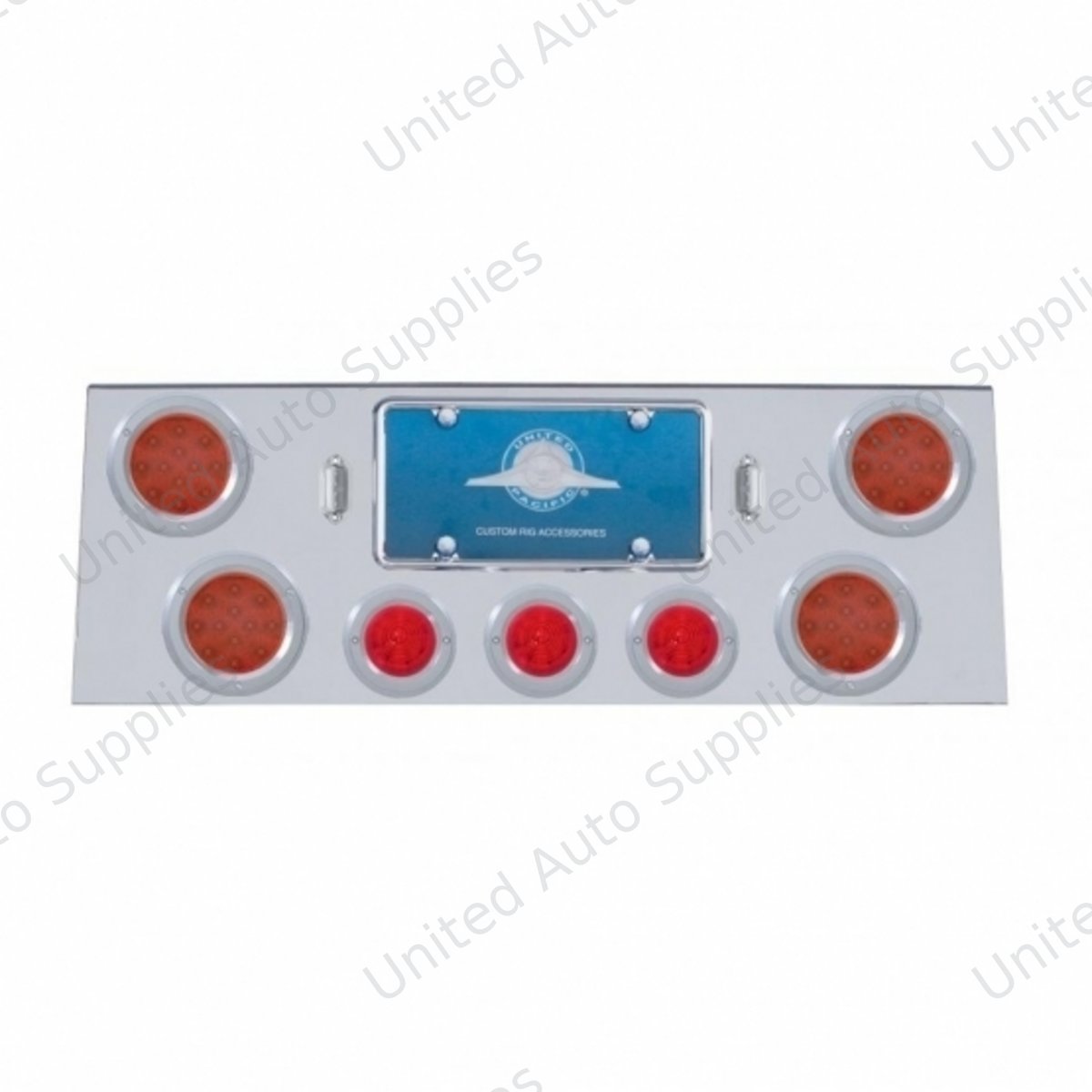 SS Rear Center Panel +4X LED 4" Refl. Light & 3X LED 2.5" Beehive Light & Bezel-Red LED & Lens
