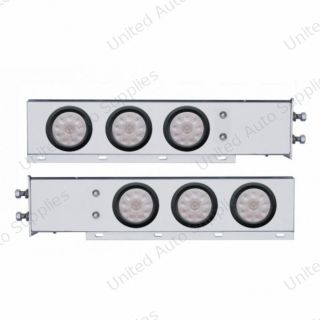 2.5" Bolt Pattern Chrome Spring Loaded Bar W/6X 4" 10 LED Lights -Red LED/Clear Lens (Pair)