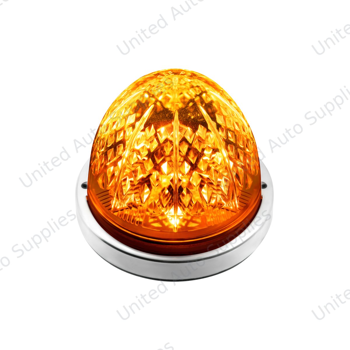 Crystal-Comet 9 LED Dual Function Watermelon Light With Stainless Steel Bezel-Amber LED/Amber Lens
