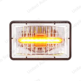 ULTRALIT - 4" X 6" Rectangular LED Headlight With Amber LED Position Light - Low Beam