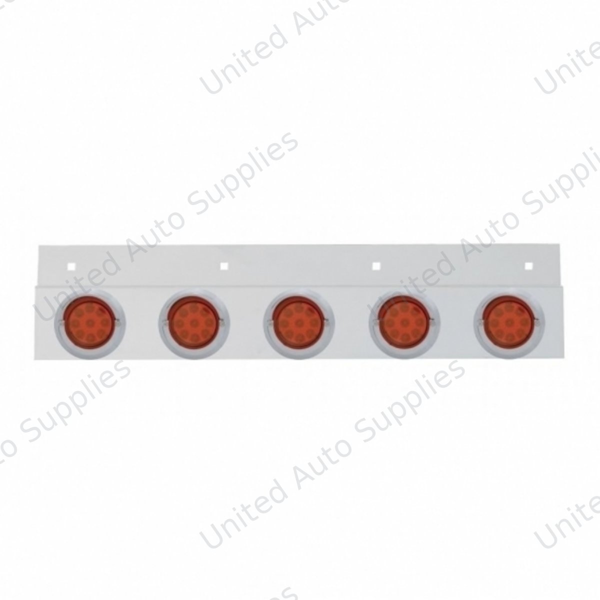 Stainless Top Mud Flap Plate With 5X 9 LED 2" Reflector Lights & Visors - Red LED/Red Lens (Each)