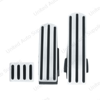 Chrome Pedal Set With Black Insert For Kenworth W900L (1990-2005), T800 (1986-2005), & T600 (1986-1993)