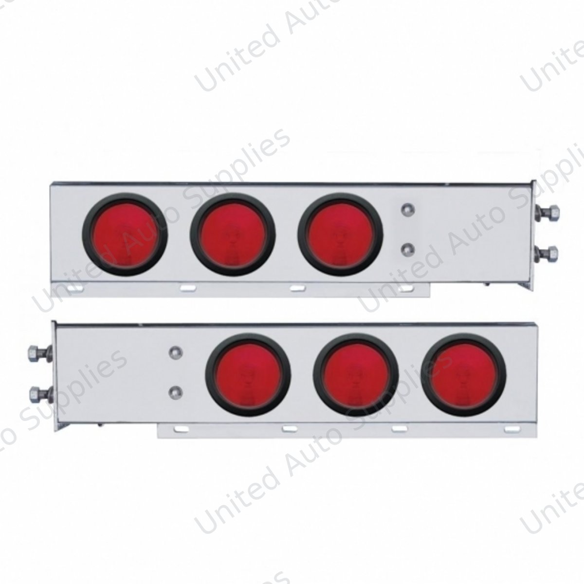 2" Bolt Pattern Stainless Spring Loaded Light Bar With 6X 4" Lights & Grommets (Pair)