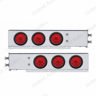 2.5" Bolt Pattern Chrome Spring Loaded Bar W/6X 4" 10 LED Lights -Red LED & Lens (Pair)