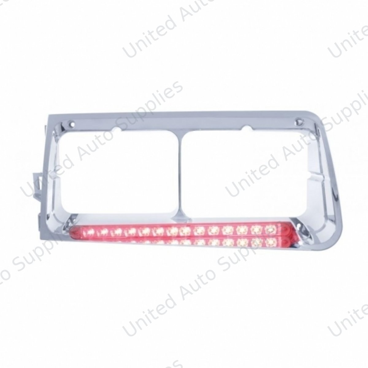 14 LED Headlight Bezel For 1989-2009 Freightliner FLD - Driver - Red LED/Clear Lens