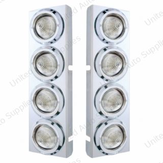 SS Front Air Cleaner Bracket With 8X 9 LED 2" Beehive Lights & Bezels For Peterbilt-Amber LED/Clear Lens