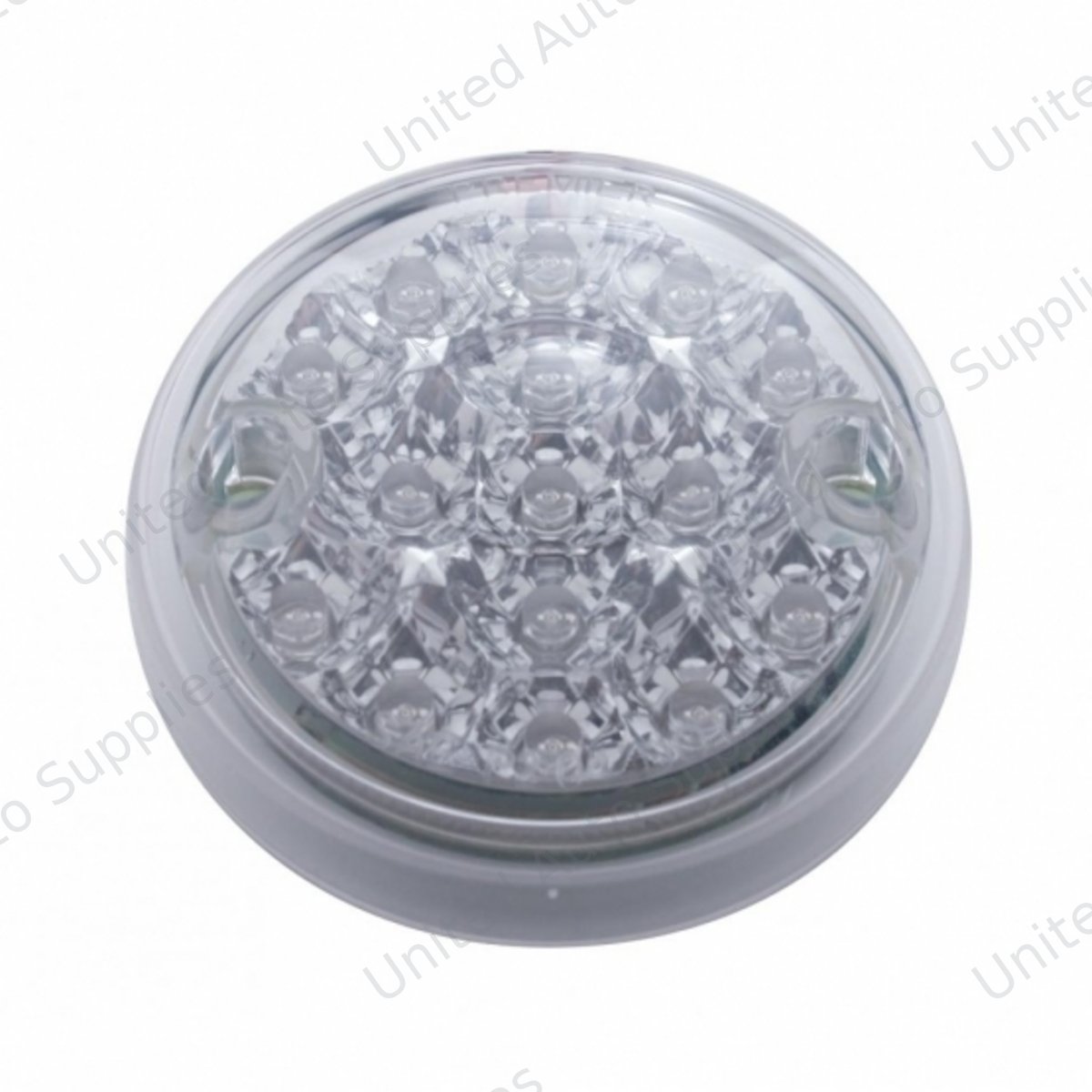 15 LED 3" Dual Function Reflector Single Face Light Only - Red LED/Clear Lens (Bulk)