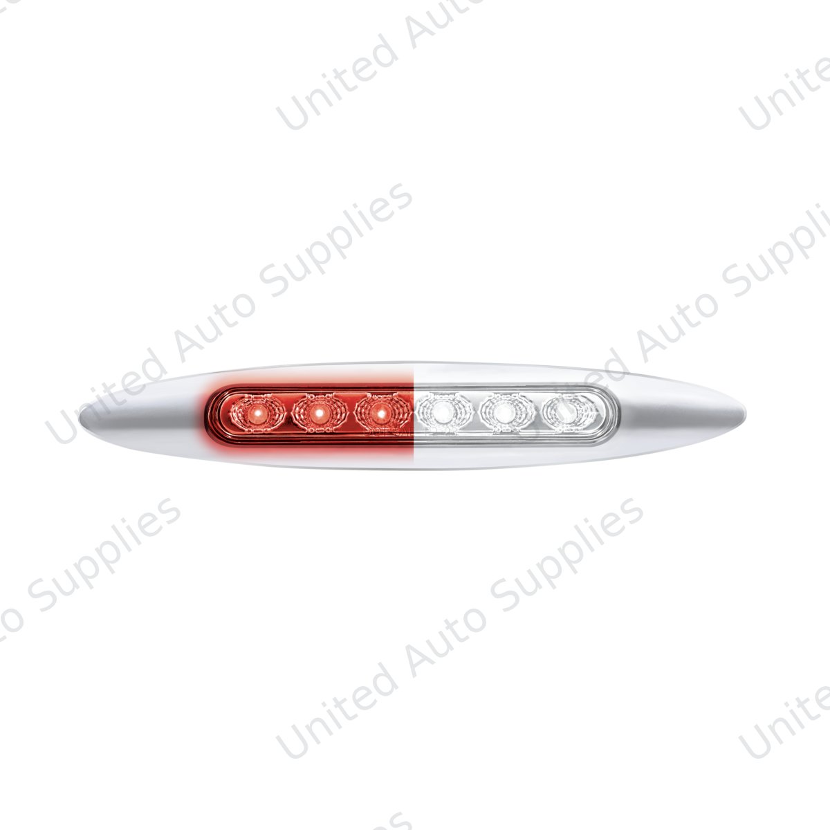 Double Fury 6 LED Dual Function 6" Marker Light With Chrome Bezel-Red & White/Clear Lens