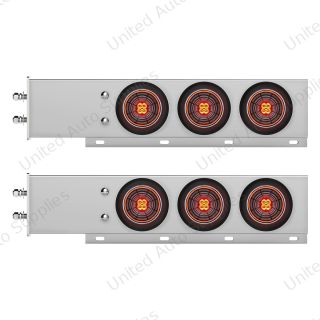 2.5" Bolt Pattern Chrome Spring Loaded Bar W/6X 4" 13 LED Abyss Lights - Red LED/Clear Lens (Pair)