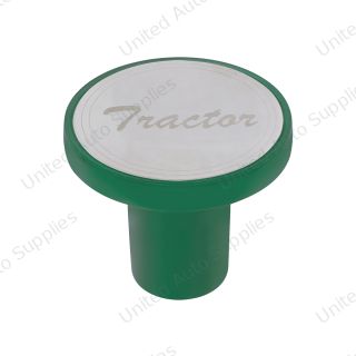Aluminum Screw-On Air Valve Knob With Stainless Tractor Plaque - Emerald Green