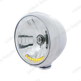 Chrome Guide 682-C Style Headlight H4 Bulb With 10 Amber LED